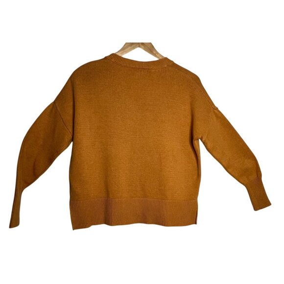 Tahari US Small Sweater V-neck Mustard Yellow Long Sleeve Side Slits - Picture 2 of 16